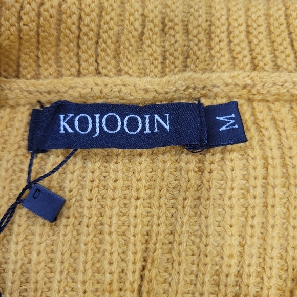 KOJOOIN Women's Button Down Ribbed Knit Slim Long Sleeve V Neck Sweater Dress M - Picture 11 of 12